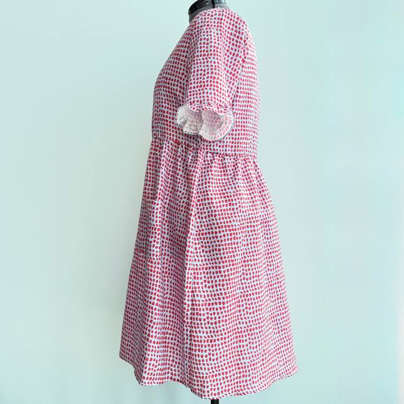 Koandaily Red Polka Dot Smock Mini Dress 3X Coastal Chic Oversized Boho Style - Picture 4 of 13